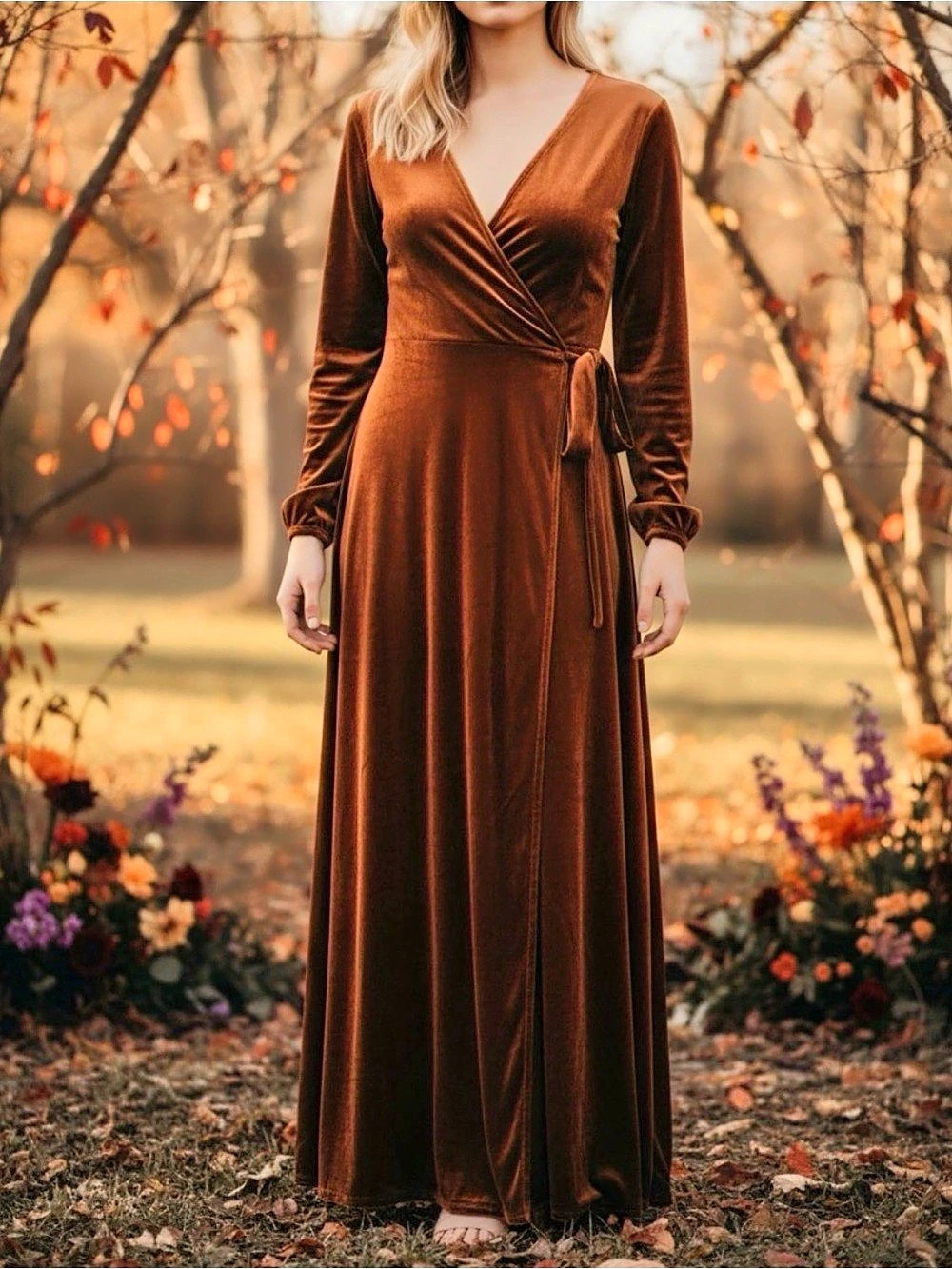 Balticborn Wrap Maxi Dress in Brown Size Medium Like New
